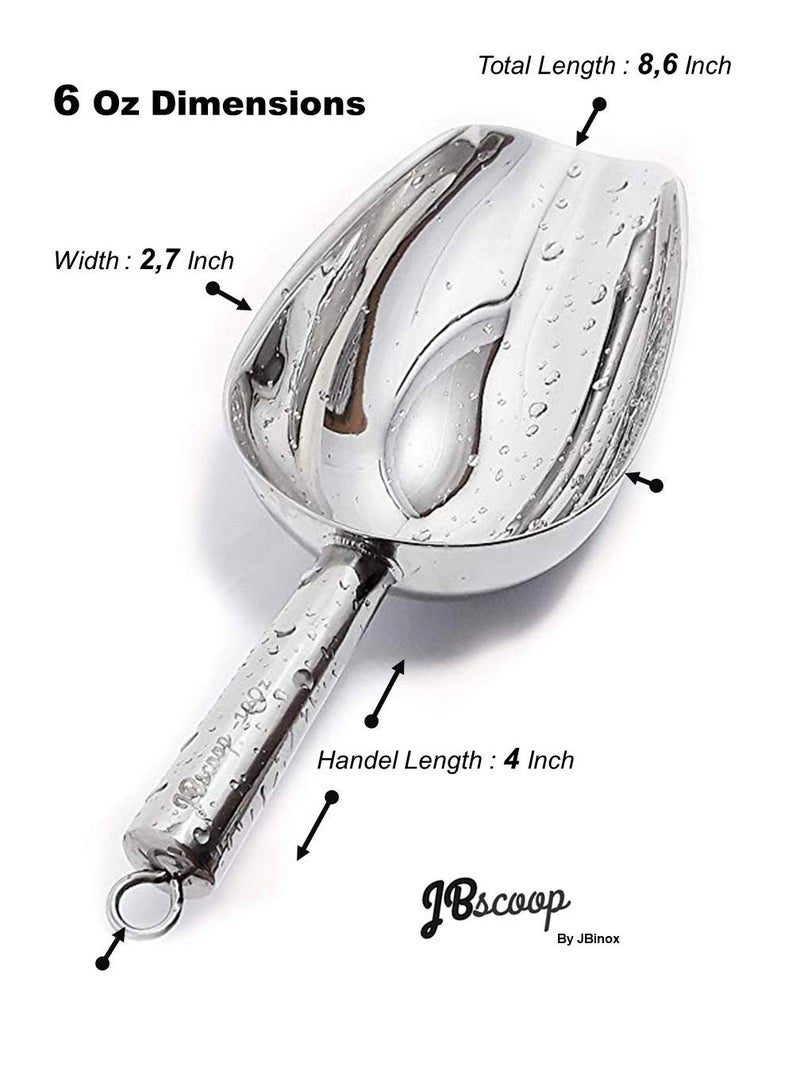 JBscoop Stainless Steel Ice Scoop, Small Metal Food Candy Scoop for Kitchen Bar Party Wedding - 6 Oz - Image 2